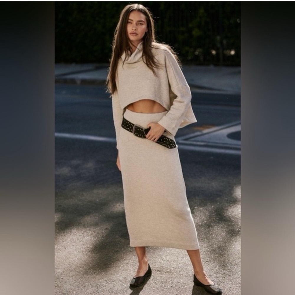 FREE PEOPLE FREE-EST Milley Reversible Skirt Set NEW XS and S Grey